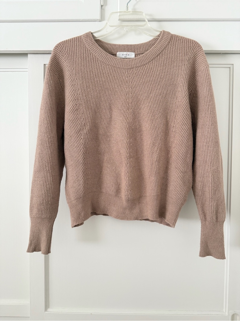 Elodie Ribbed Crewneck Sweater in Beige- Small